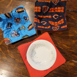 Microwave cozies with sports